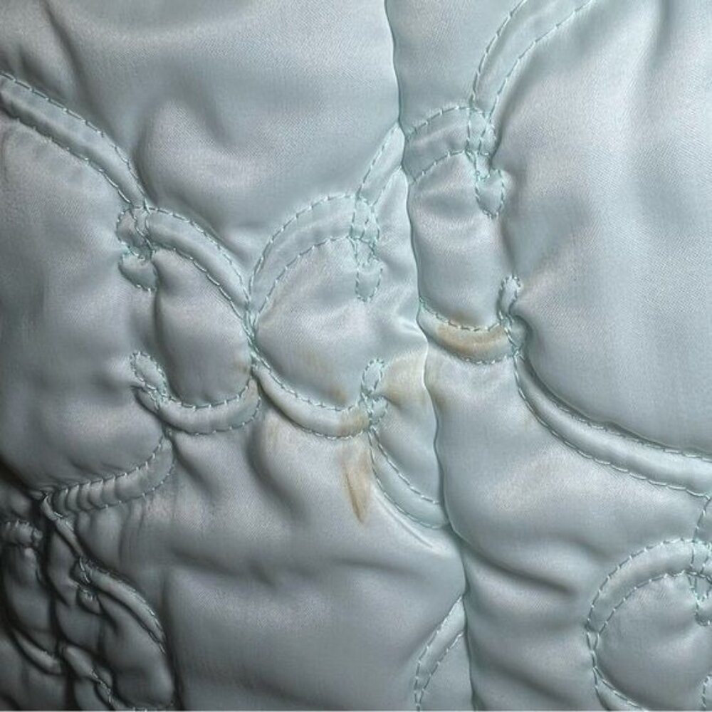 Vintage Quilted Satin Robe – Blue with Ruffle Collar - Picture 7 of 7